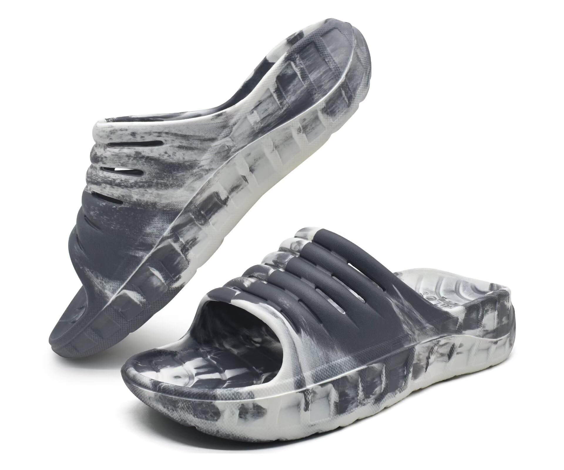 GPOS Mens Sport Recovery Sandals Plantar Fasciitis Thick Cushion Slides Sandals Lightweight Comfort Orthotic Slippers