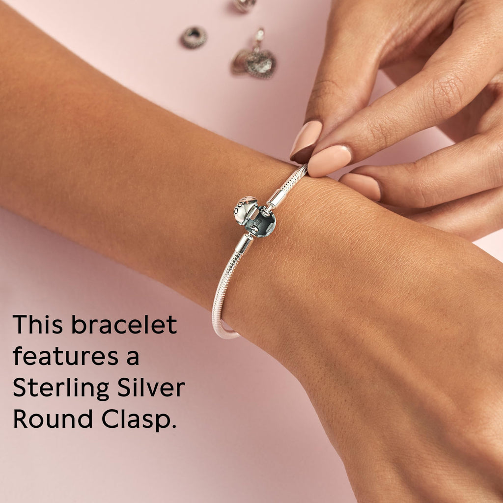 PANDORA Moments Snake Chain Bracelet - Hand-Finished Charm Bracelet - Jewelry for Her with Gift Box - Compatible Moments Charms - Sterling Silver