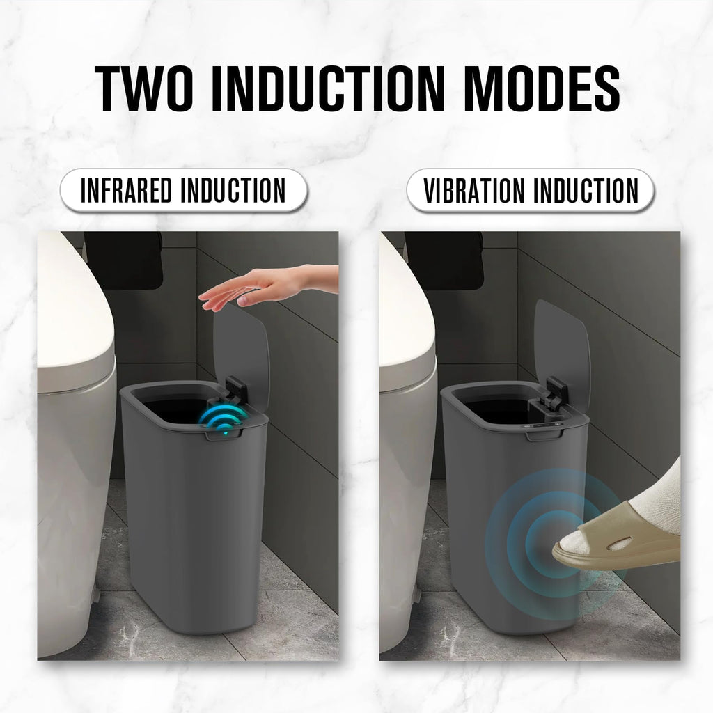 Cesun Automatic Motion Sensor Black Bathroom Trash Can with Lid, 2.6 Gallon Touchless Trash Bin, Smart Plastic Slim Garbage Can Small Wastebasket for Toilet, Office, rv, Bedroom, Living Room