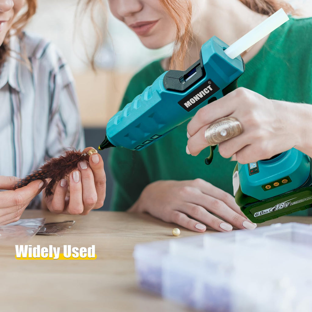 MONVICT Cordless Glue Gun for Dewalt 20V Battery, Upgraded 100W Digital Temperature Adjustable Handheld Electric Power Full Size Heavy Duty Hot Glue Gun with 10 Glue Sticks (Battery Not Included)
