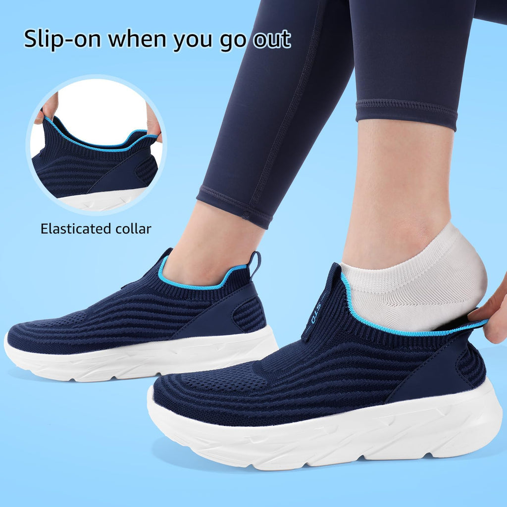 STQ Womens Walking Shoes Slip On Tennis Shoes Comfortable Lightweight Memory Foam Orthopedic Sneakers for Indoor Outdoor Gym Workout Sports