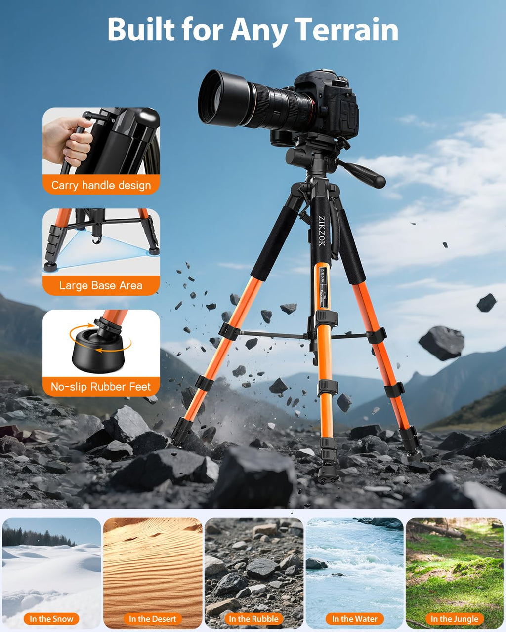 75" Camera Tripod, Aluminum Heavy Duty Camera Stand for ipad Phone, Travel Tripod with/Carry Bag/Phone Tablet Holder, Compatible with Canon Nikon Sony DSLR, Spotting Scopes, Max Load 15 Lb(Black)
