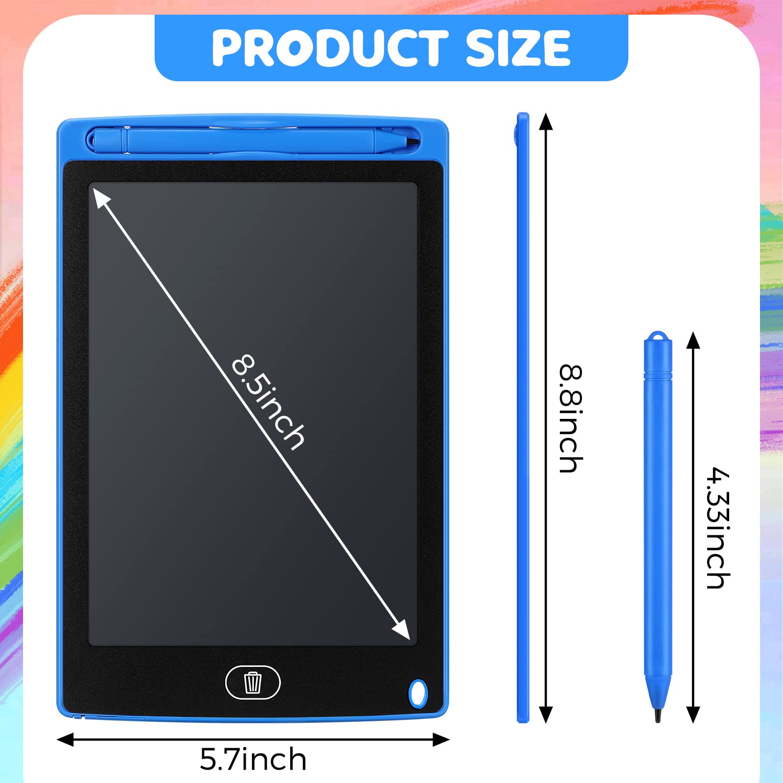 Zhehao 32 Pcs LCD Writing Tablet for Kids Bulk 8.5 Inch Colorful Doodle Board Tablet Erasable Doodle Pad Educational Toy Birthday Easter Gift for Boys Girl Age 3-10(Black)