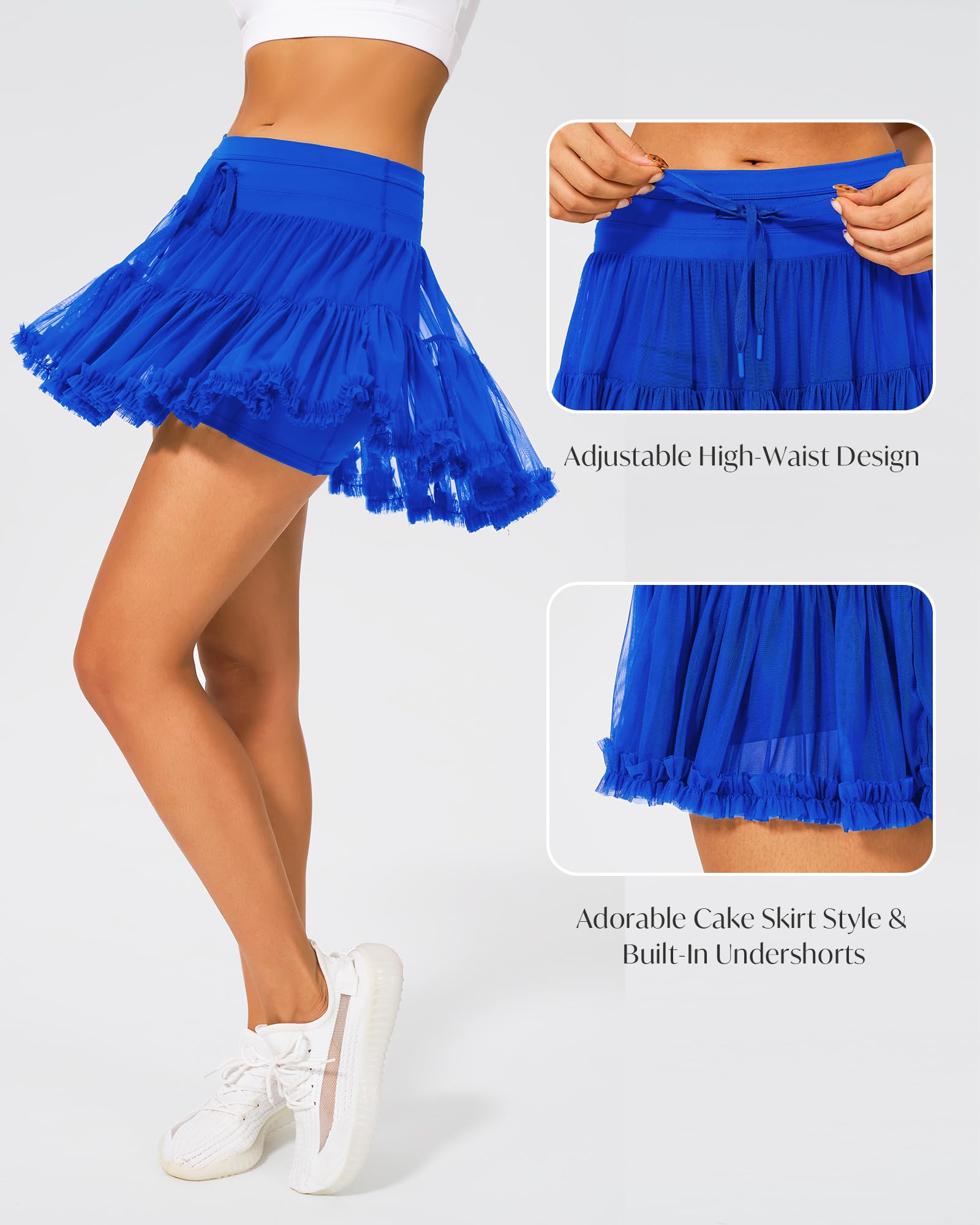 Stelle Women's High Waist Athletic Skorts with Shorts Pockets Ruffle Hem Flowy Skirts Mini Tiered Short Skirt Casual Summer