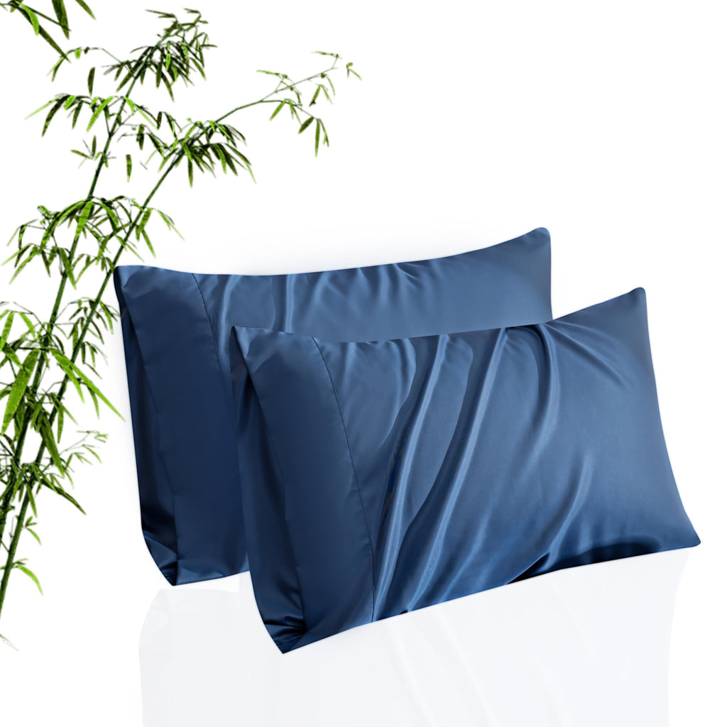 Pillow Cases Standard Size 2 Pack, Bamboo Rayon Cooling Pillowcases with Envelope Closure, Cool Breathable Pillow Case for Hot Sleepers & Night Sweats, 20x26 inches, Aqua Blue