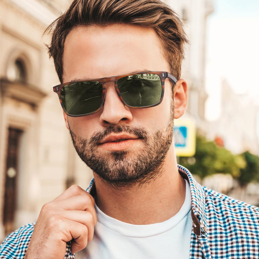 CARFIA Retro Polarized Sunglasses for Men UV Protection Hand-crafted Acetate Frame Fashion Cool Sun Glasses CA53572