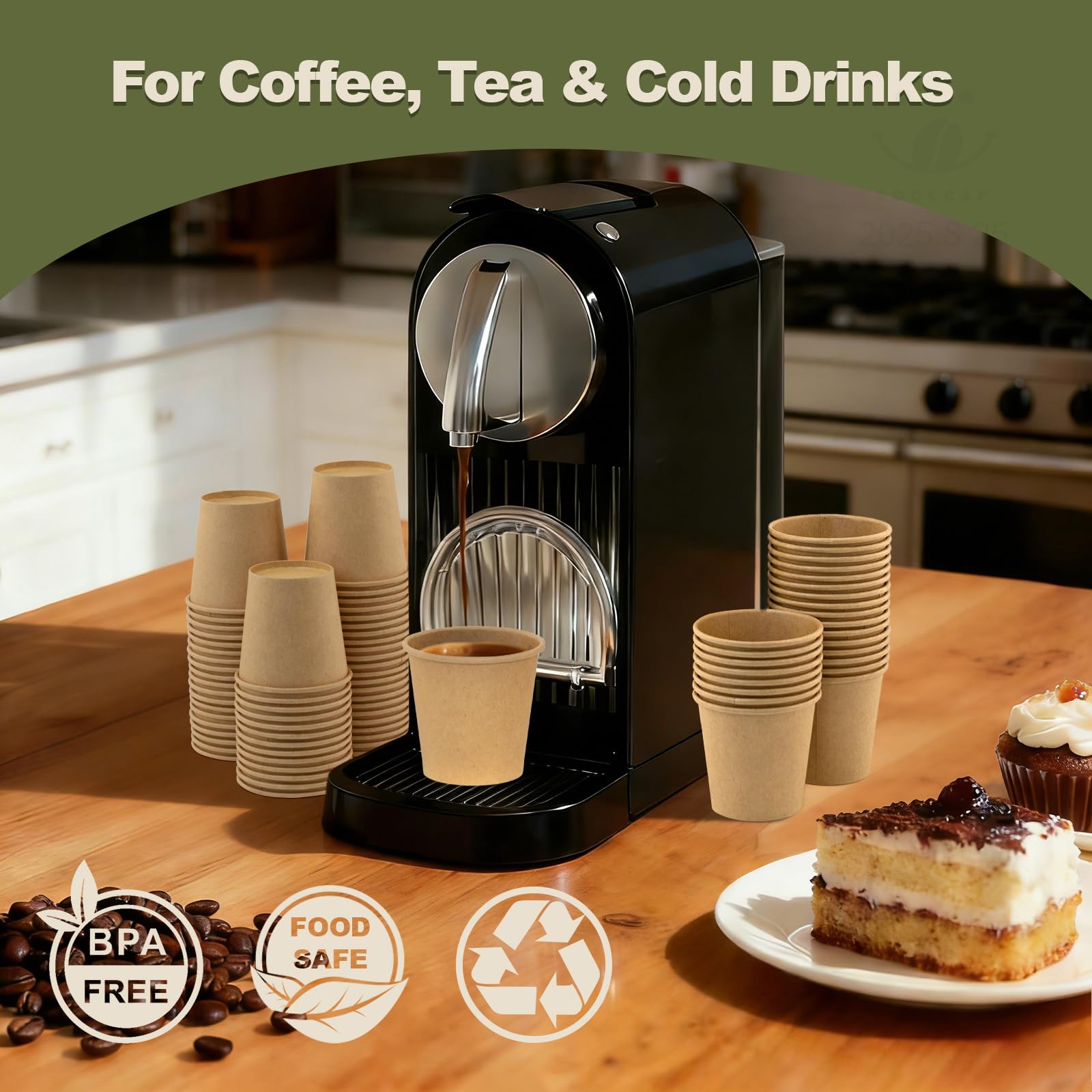 16 oz 100 Pack Corrugated Ripple Wall Disposable Coffee Cups with Lids and Straws, Heavy Duty Insulated Cups for Hot Beverage or Cold Drinks, Bulk for Restaurants, Offices, Coffee Shops(Black)