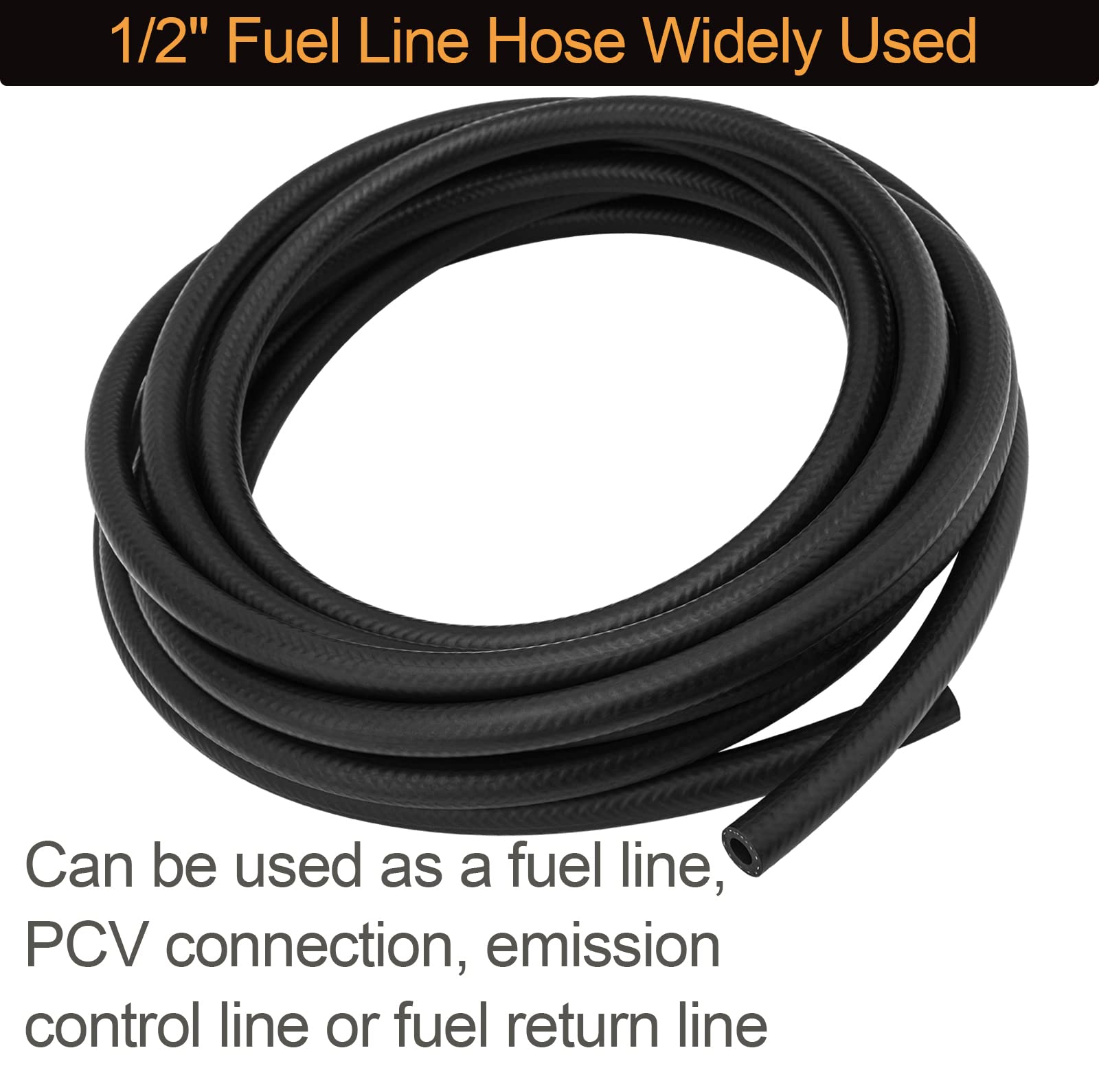 1/2" ID Fuel Line Hose SAE 30R7, 150 psi 10' Length Fuel Hose