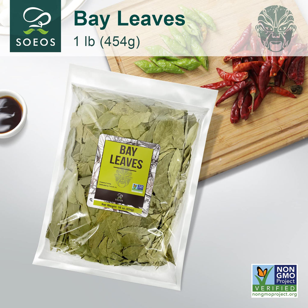 Soeos Bay Leaves Whole, 2 oz(57g), Non-GMO Verified, Dried Leaf, Freshly Packed to Keep Fresh, Laurel Herbs for Cooking, Dried Bay Leaves, Fresh, Green