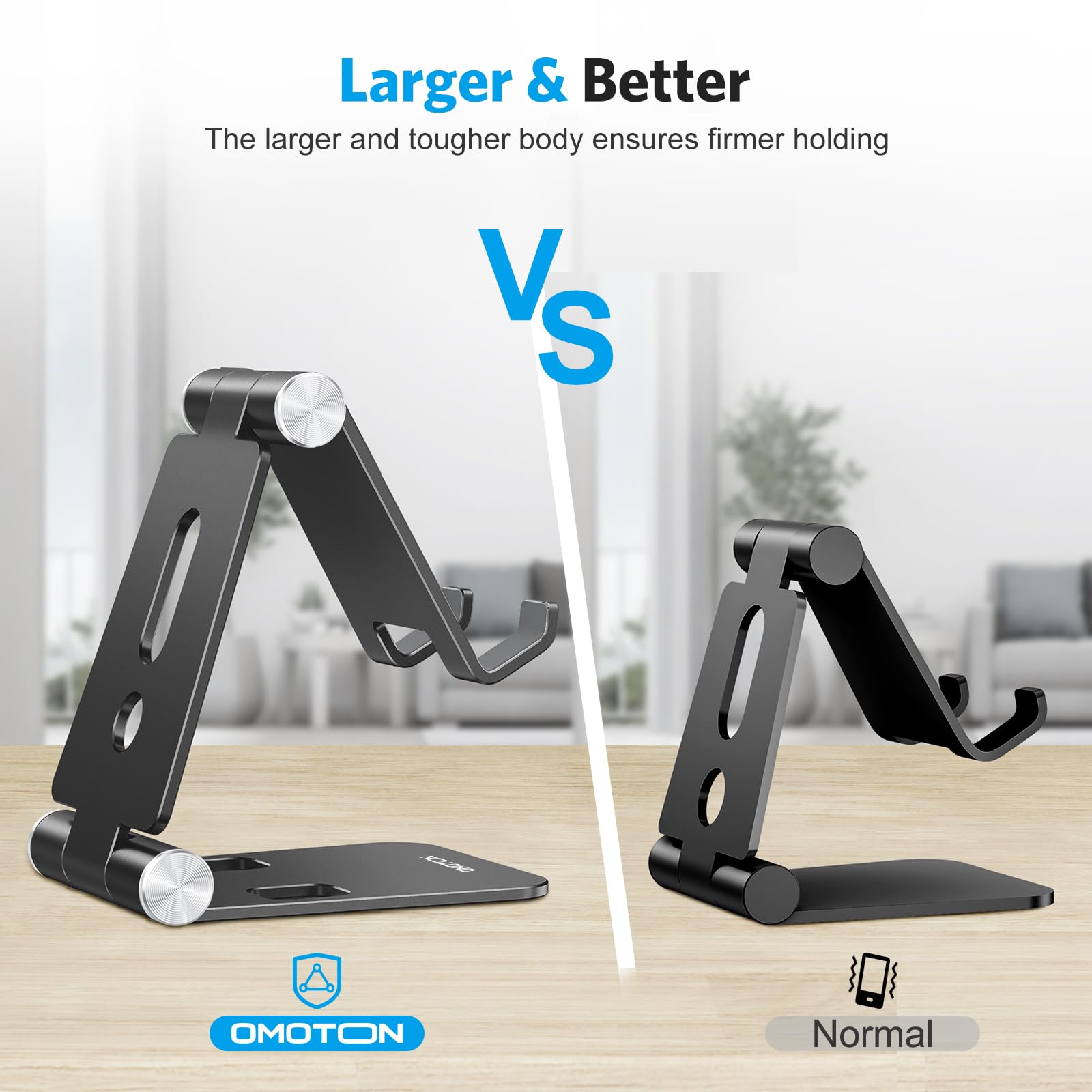OMOTON Foldable Cell Phone Stand, C4 Portable Aluminum Phone Holder, Adjustable Phone Dock Cradle for iPhone 17/16/15 Pro Max Air, Small Tablets, All Smart Phones for Women Men Gift, Silver