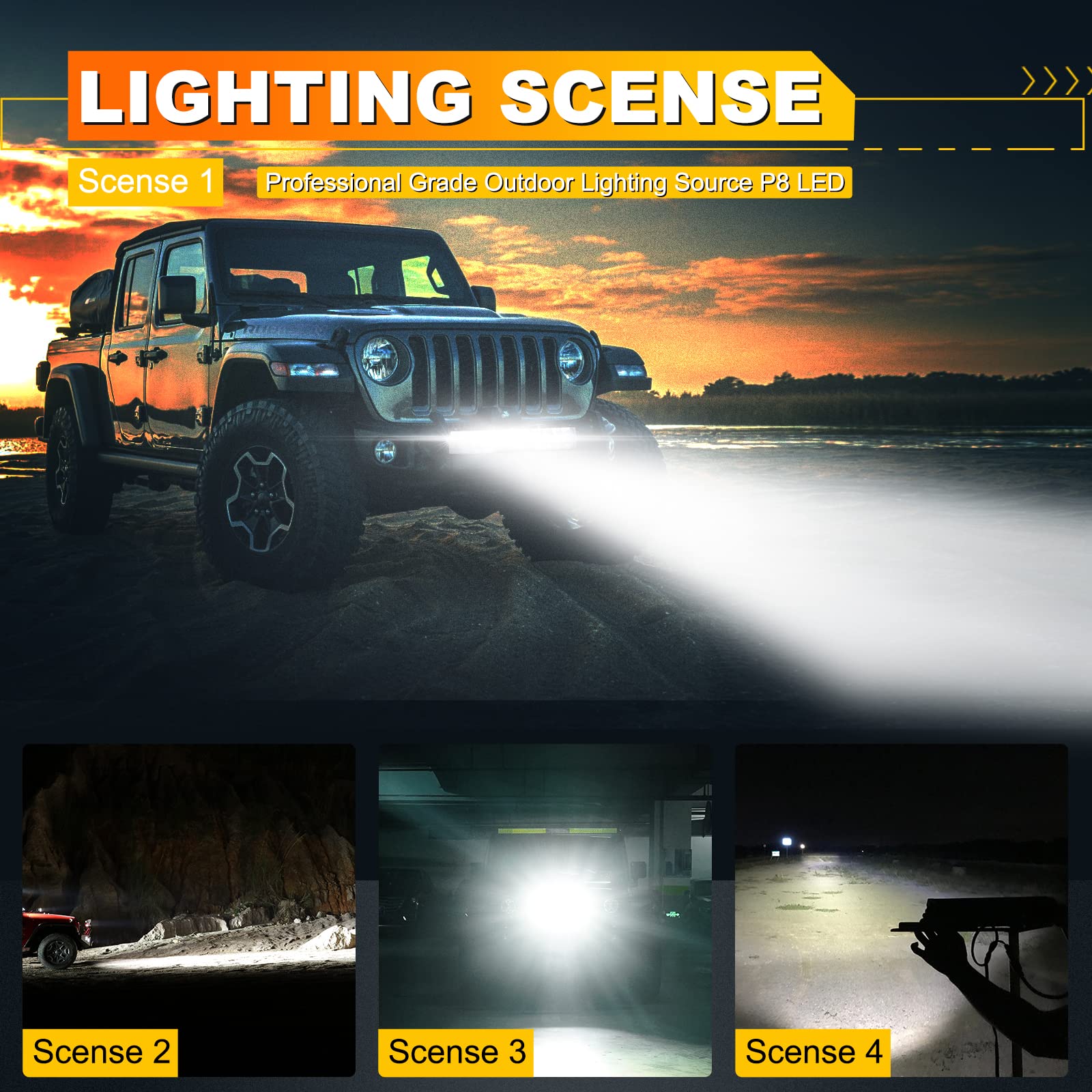 Auxbeam 12Inch Led Light Bar 100W 12000LM 5D Pro Lens Off Road Driving Light Spot Flood Combo Fog Light with 10FT Wiring Harness Kit (Professional Grade Outdoor Lighting Source P8 LED)