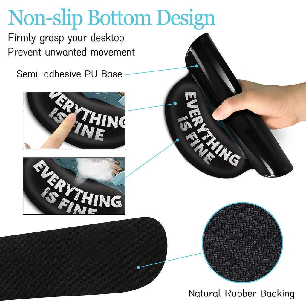 Black Striped Ergonomic Large Desk Mat Set with Wrist Rest