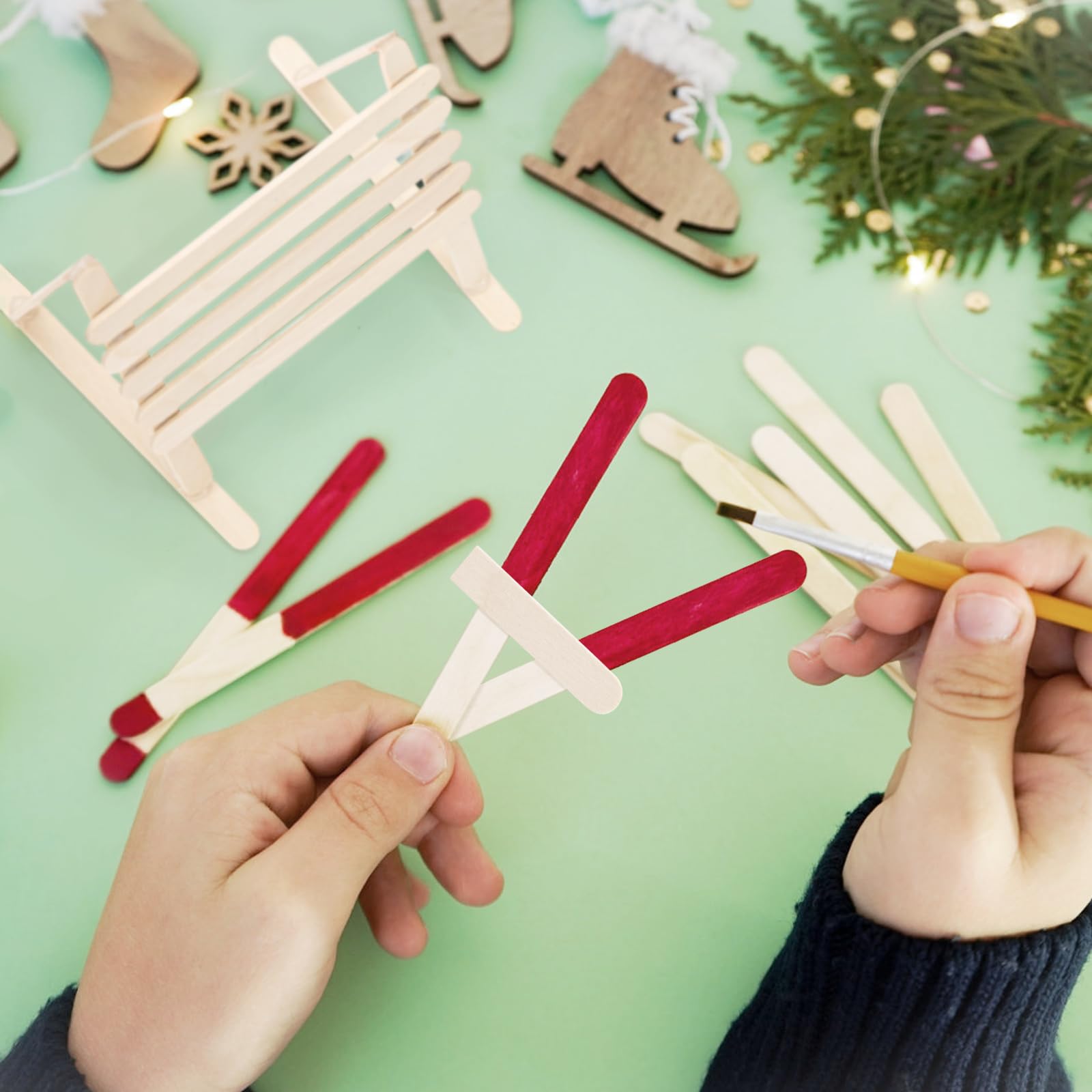 WISYOK 240 Pcs Natural Wood Craft Sticks, Popsicle Sticks, Lolly Sticks for Crafts 4.5 Inch, Ideal for Homeschool Arts and Crafts, Waxing Supplies, Classroom Art Supplies