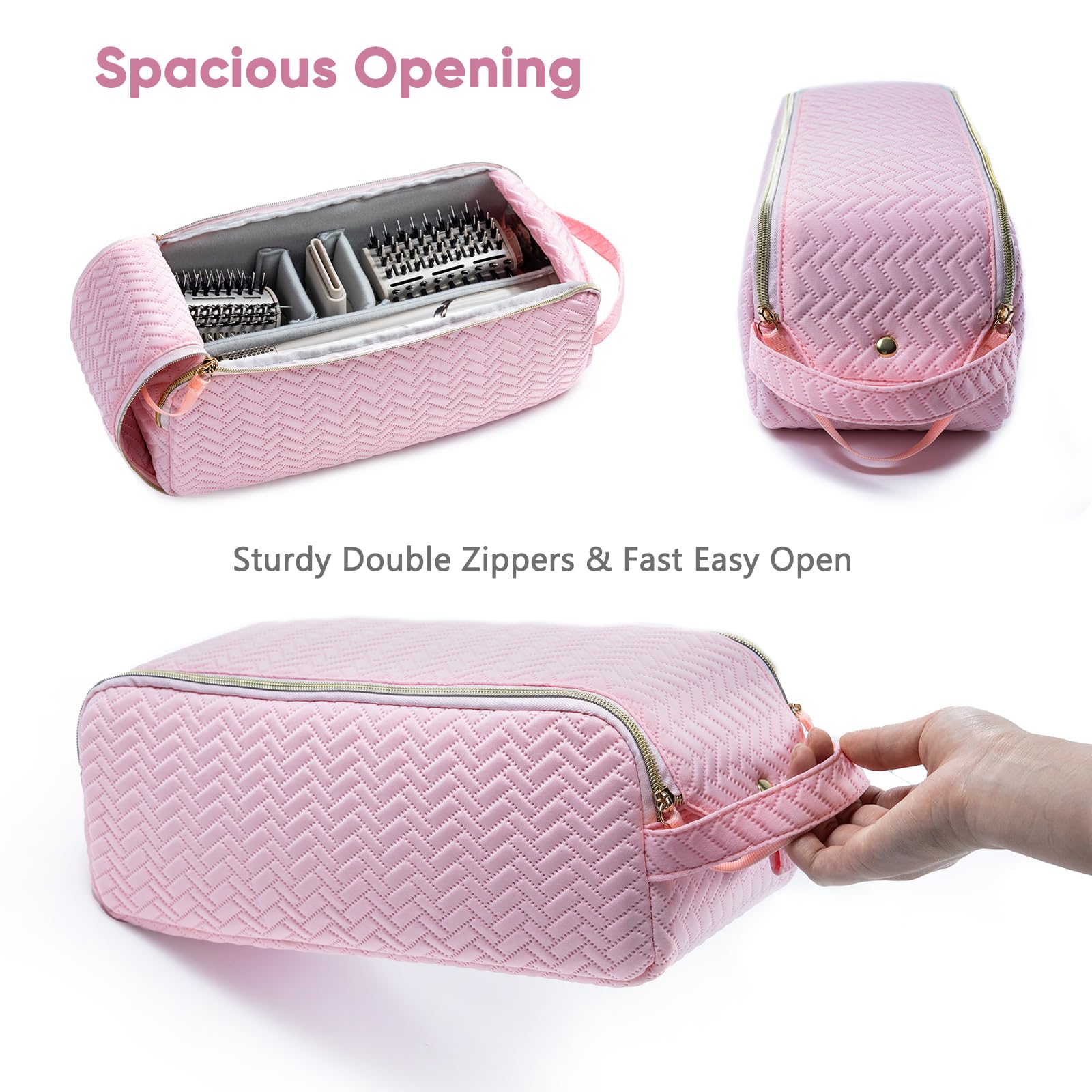 Large Hair Tools Travel Bag with Iron Mat - 2in1 Hair Tools Organizer for Hair Dryer Brush, Flat Irons, Straighteners, Curling Irons, Hair Bag, Makeup Bag, Cosmetic Bag for Travel Essentials