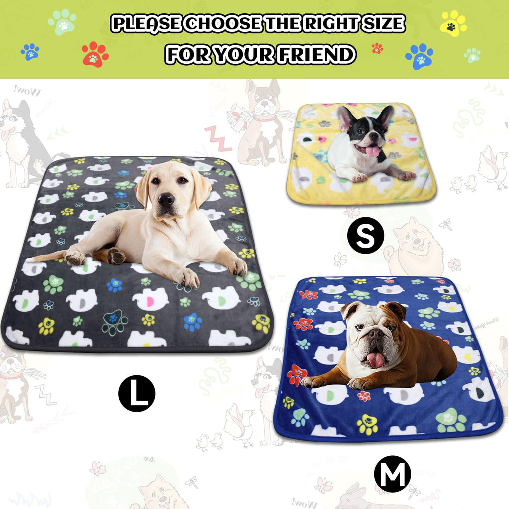 Rezutan 1 Pack 3 Dog Blanket for Large Dogs,41x31 inch for Medium Soft Fluffy Washable Pet Cat Blankets,Reversible Elephant & Paw Print for Dog Kennels & Beds, Sofas, Blue