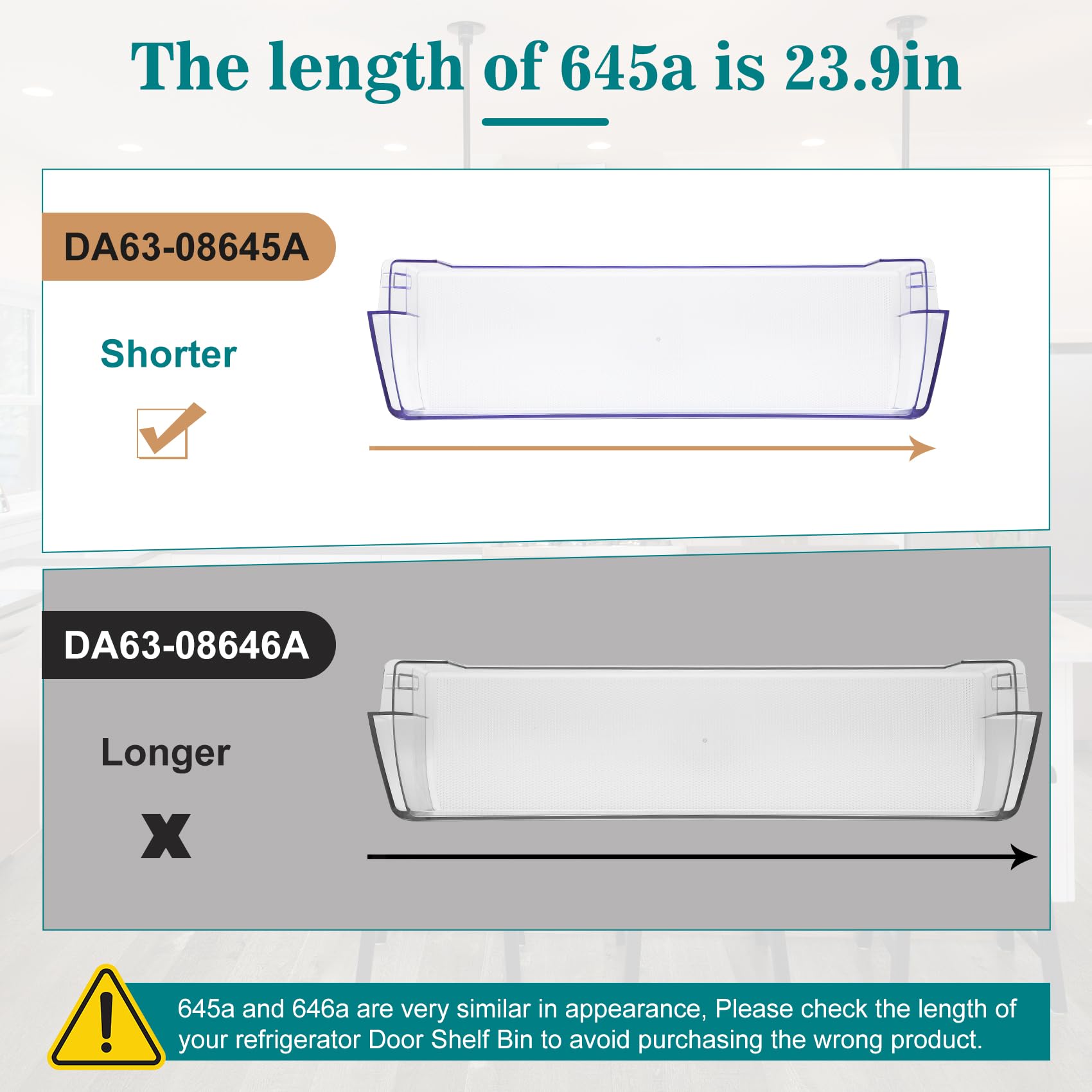 DA63-08645A Door Shelf Bin (OEM) Compatible with samsung RT18M6215SG, RT18M6215SR, etc, Part Number: PD00044855,4864777, AP6241328, PS12082570, EAP12082570