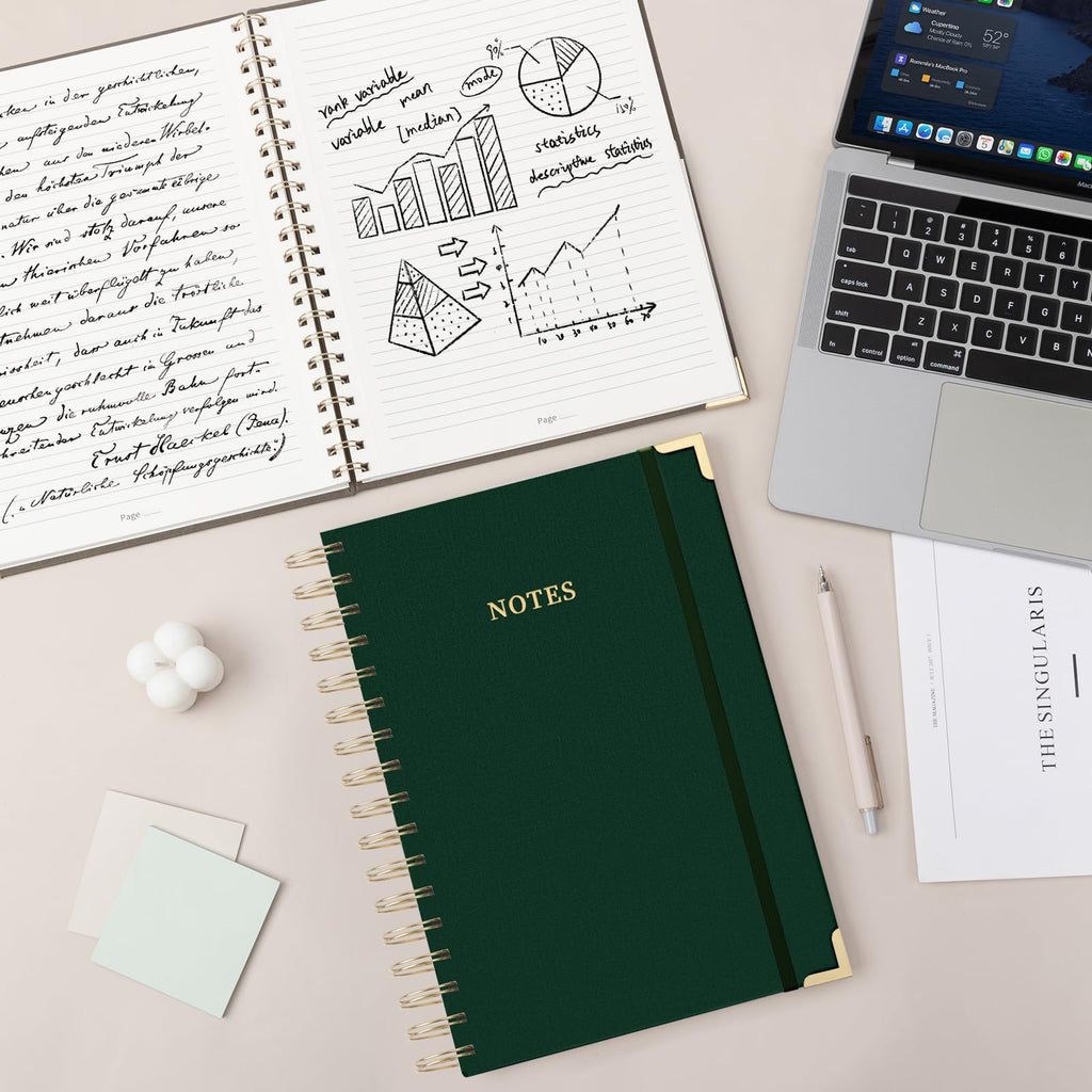 Spiral Notebook Journal, 328 Pages Linen Hardcover College Ruled Notebook, Lined Thick Journals for Women Men, A4 Thick Spiral Journal for Writing, 100GSM Paper, Cute Notebooks for Work School