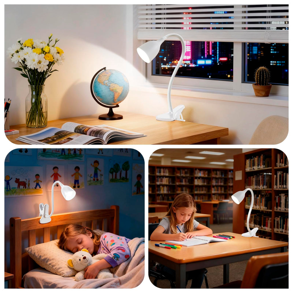 EJIAXIN Gooseneck Desk Lamp 360° LED Flexible Reading Light Small Desk Lamps for Small Spaces Home Office Bedroom College Dorm Desk Bookshelf Nightstand Table Lamp (Purple)