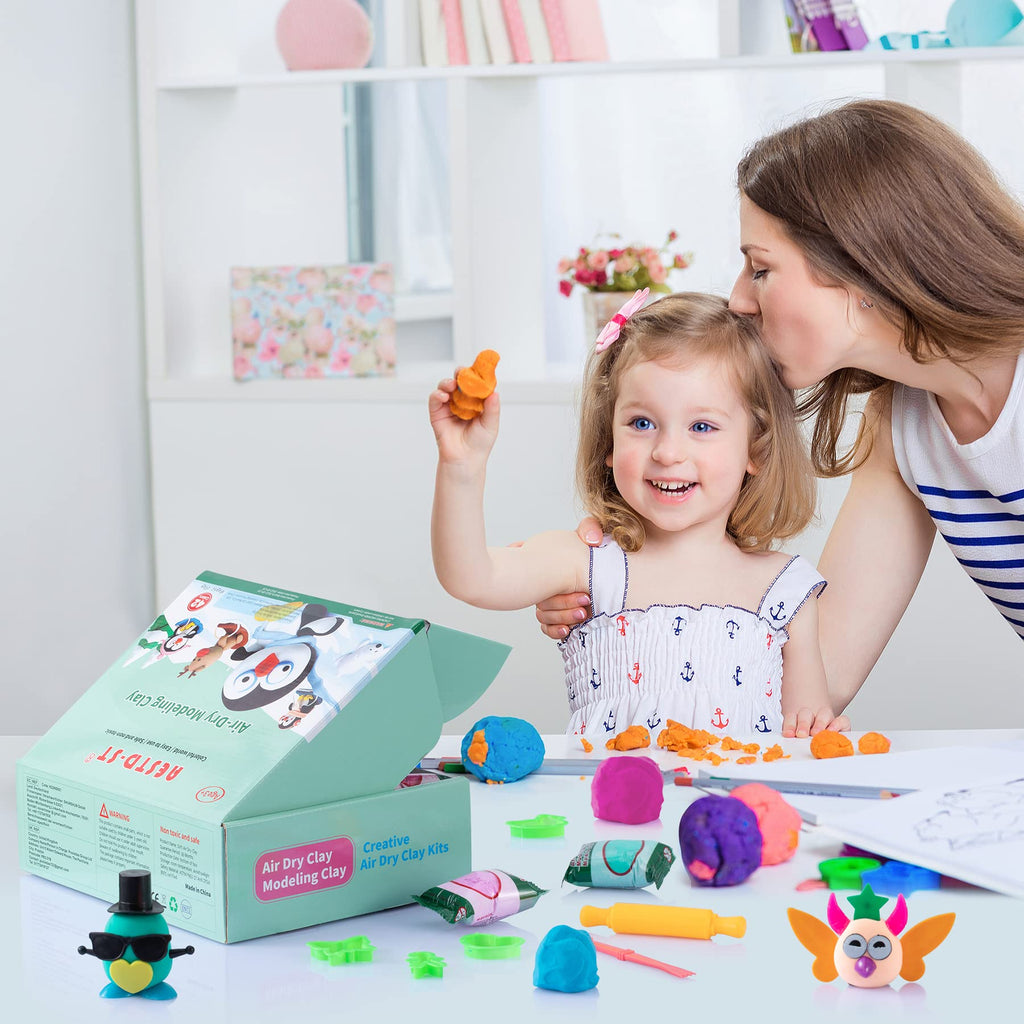 Aestd-ST Air Dry Clay 42 Colors, Modeling Clay for Kids, DIY Magic Clay, Molding Clay Kit with Sculpting Tools, Non-Sticky Soft and Super Light, Arts and Crafts Gift for Boys Girls Kids