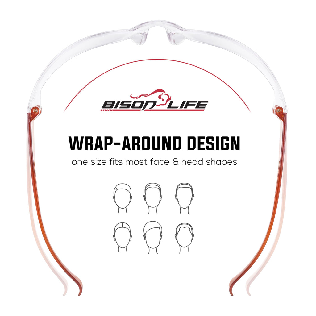 BISON LIFE Clear Safety Glasses – ANSI Z87.1 Certified Scratch & Impact Resistant Eye Protection Goggles for Men & Women