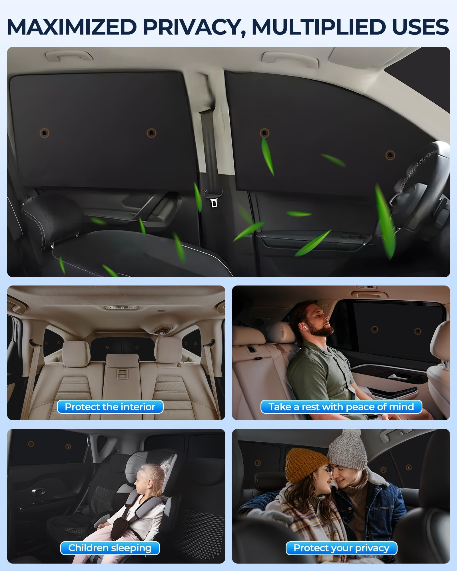 for Toyota 4Runner 2010-2024 Car Window Shades, 8pcs Privacy Sun Shade Set for Front Windshield Side and Rear Windows, Full Window Covers Keeps Vehicle Cool for Camping Napping
