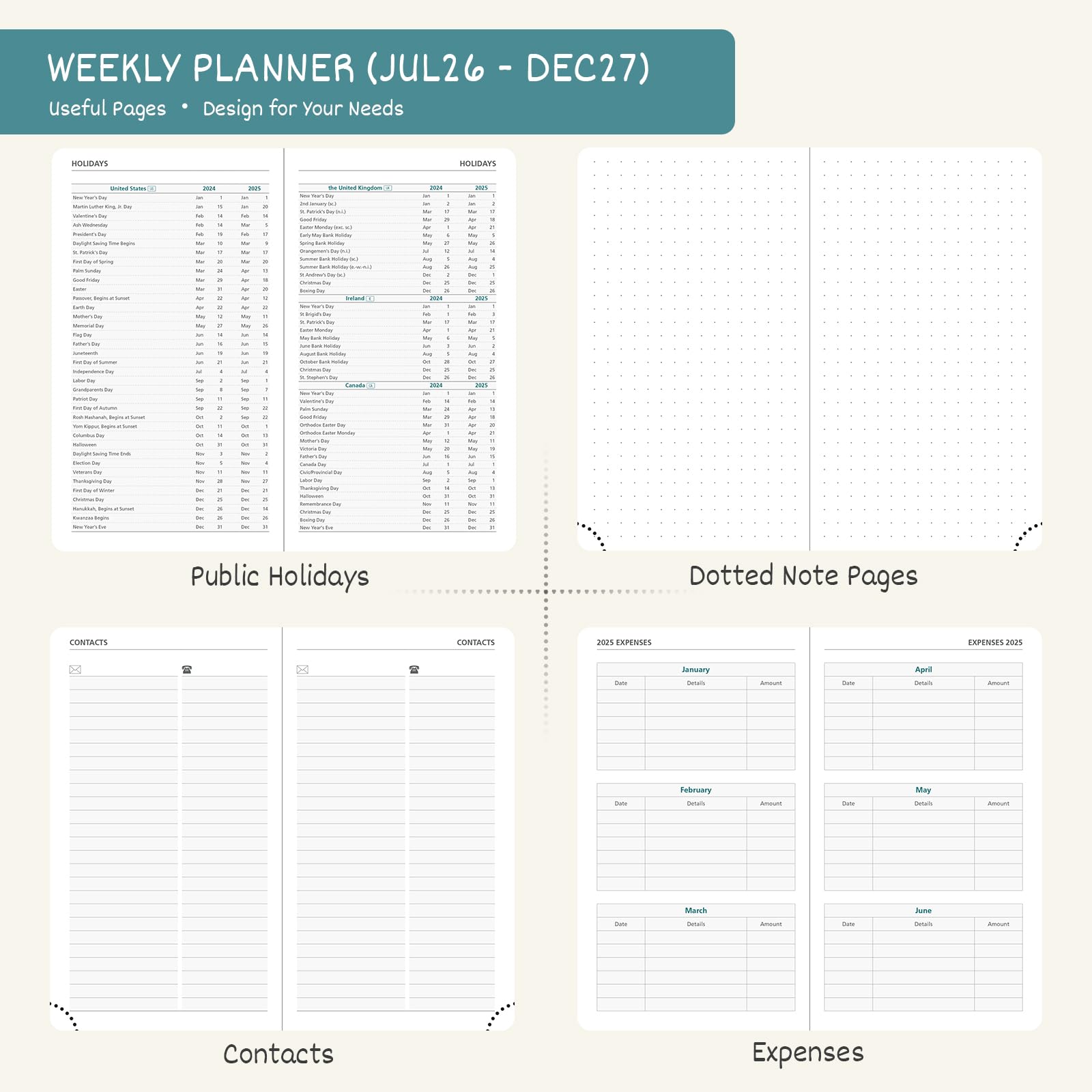 BEZEND Pocket Planner 2026-2027 Weekly and Monthly (3.5" x 6") 18 Months Small Academic Calendar (Jul 26-Dec 27) Ideal for Students, Work & Home, Storage Pocket, PU Leather Hardcover -Black