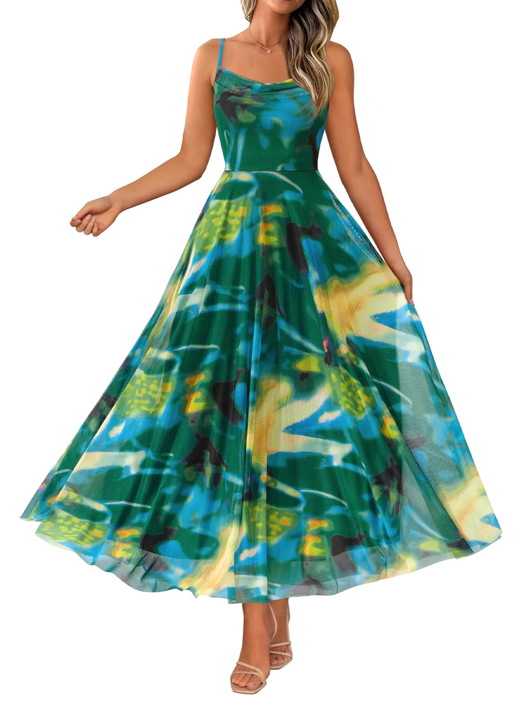BTFBM Women Summer Floral Maxi Dresses Elegant Spaghetti Strap Dress Printed Party Dress Beach Long Dresses