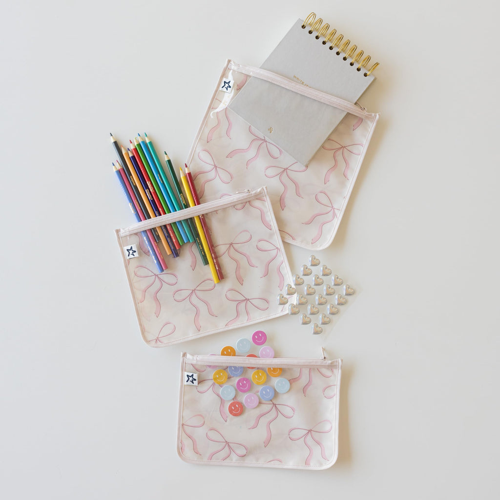 Tiny Twinkle Diaper Bag Organizing Pouches|3 Pack Mess-Proof Clear Front Travel Organizer Bags&TSA Approved Toiletry Bag Set for Baby and Mom Essentials