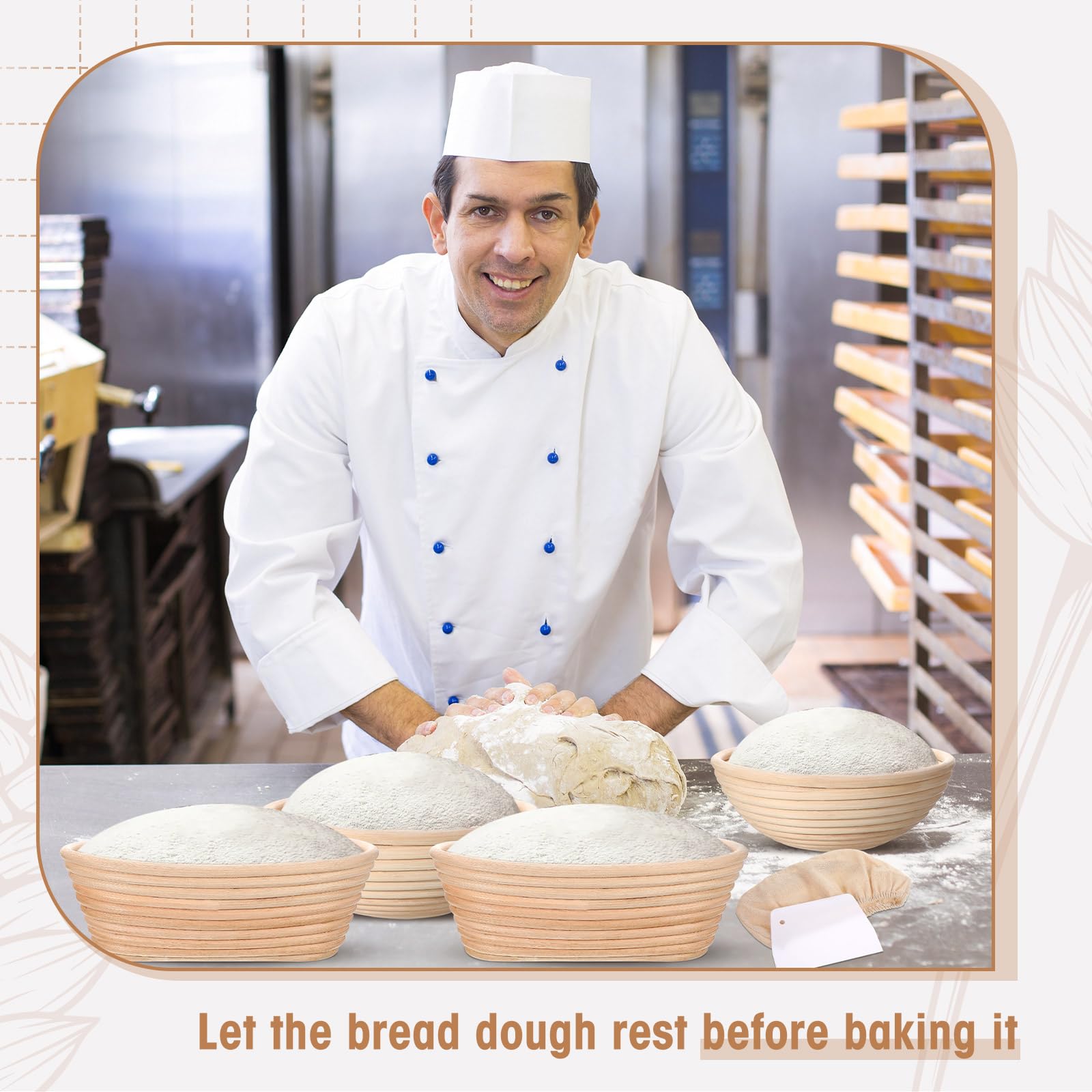 Gejoy 20 Sets Bread Proofing Baskets Bulk Banneton Dough Proofing Bowls Kit with Cloth Liner and Plastic Scraper Sourdough Basket for Home Sourdough Bakers(Oval,10'')