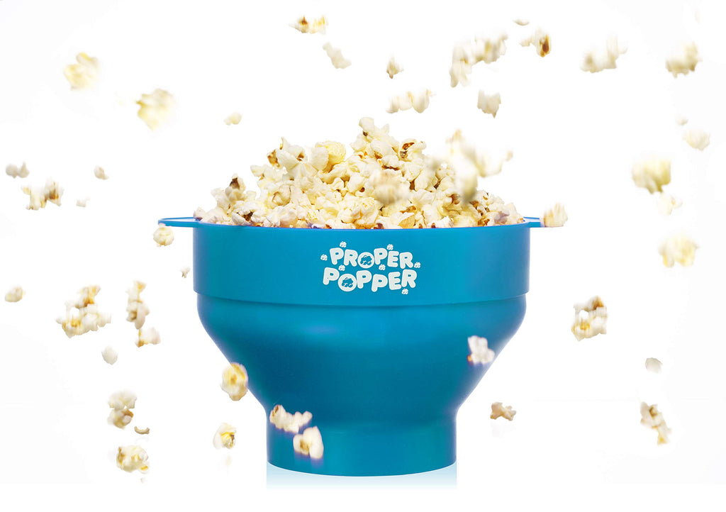 The Original Proper Popper Microwave Popcorn Popper, Silicone Popcorn Maker, Collapsible Bowl BPA Free & Dishwasher Safe - (Aqua)