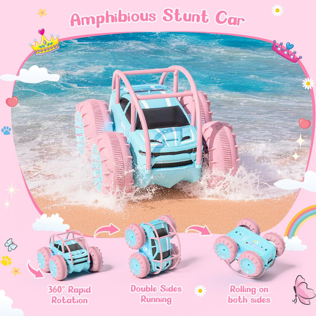 MaxTronic Amphibious Remote Control Car,Rechargeable RC Cars Toy 360° Flips Rotation Stunt Crawler 15KM/H 4WD All Terrain Outdoor Indoor Toy for Kids Boys Girls 3-12