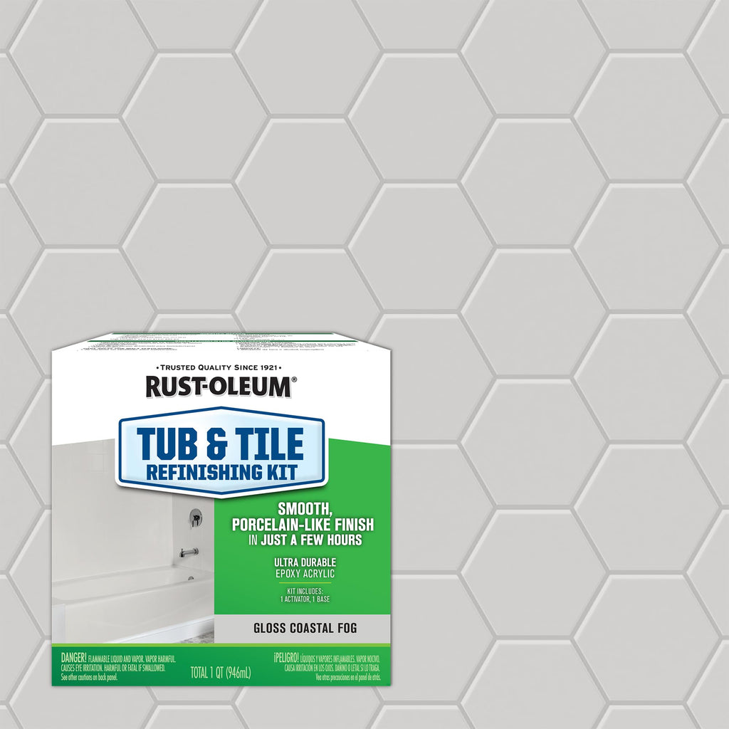 Rust-Oleum 384166 Tub And Tile Refinishing 2-Part Kit, Gloss Coastal Fog