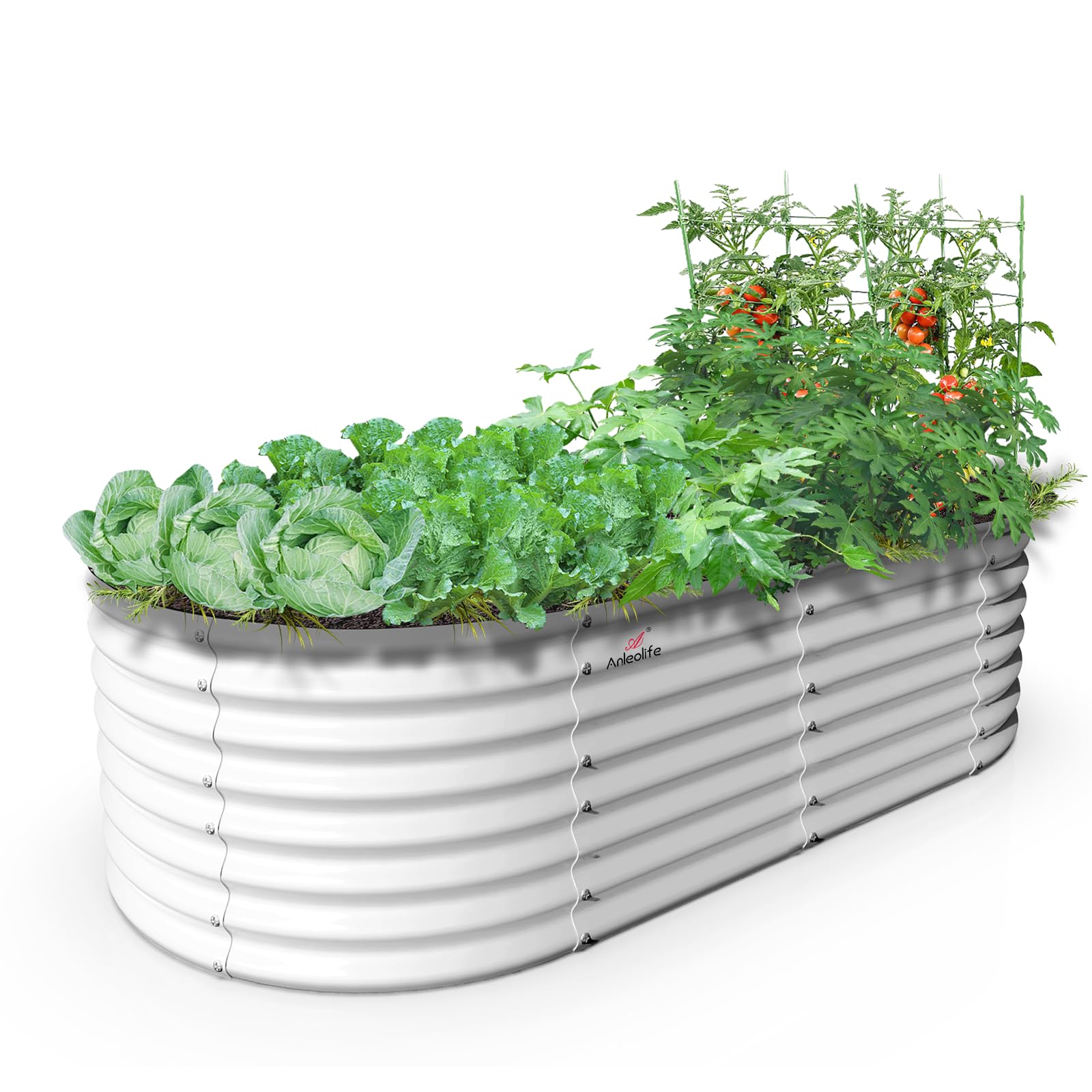 A ANLEOLIFE 2-Pack 3ft x 24” Tall Galvanized Raised Garden Beds Outdoor, Round Metal Planter Box for Planting Vegetables Flowers Herb, Anti-Rust & Easy-Setup, Quartz Grey