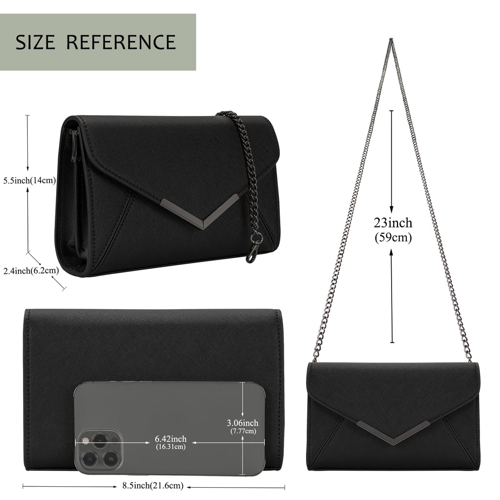 DEXMAY Women Envelope Clutch Faux Saffiano Leather Evening Handbag Foldover Clutch Bag Formal Dressy Purse