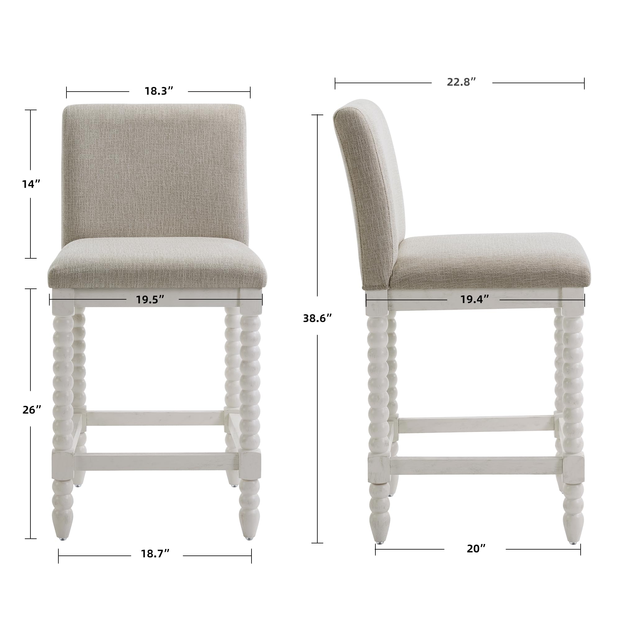 DUHOME Spindle Counter Stool with Padded Spring Seat,Wooden Bar Stools Farmhouse 26 Inch Counter Height Stools Chairs with Spindle Back for Kitchen Island
