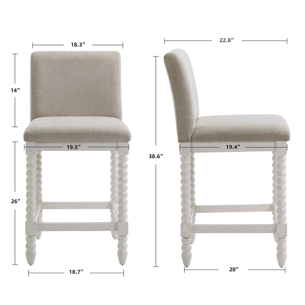 DUHOME Spindle Counter Stool with Padded Spring Seat,Wooden Bar Stools Farmhouse 26 Inch Counter Height Stools Chairs with Spindle Back for Kitchen Island