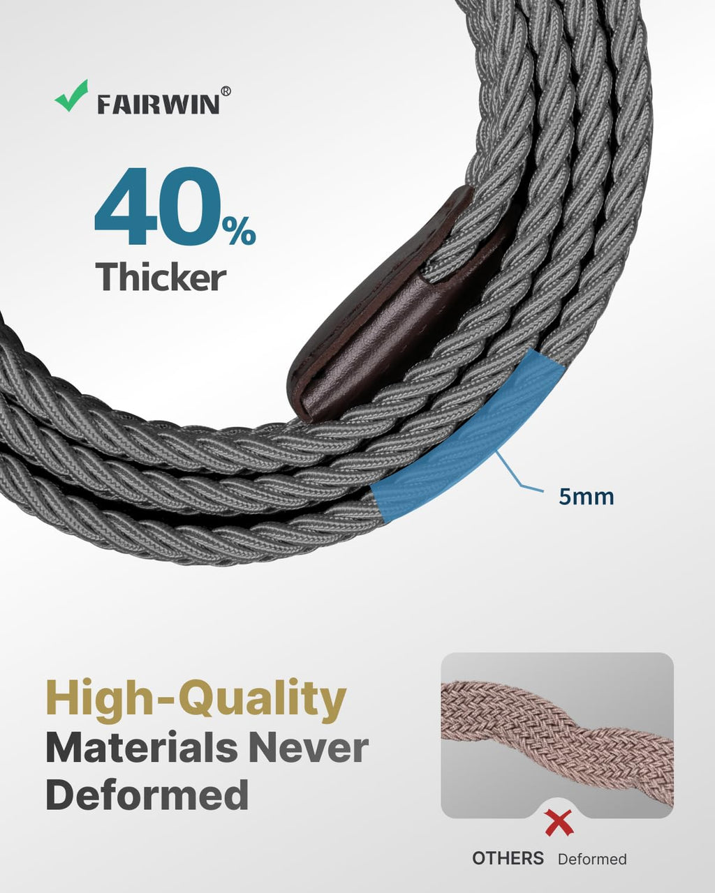 FAIRWIN Men's Golf Belt, Stretch Braided Elastic Woven Casual Jeans Belts 1 3/8" Nylon Web Work Belts for Men