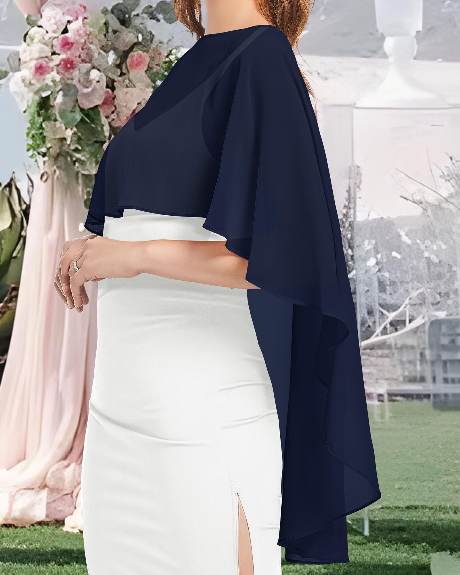 Womens Capelets Shawls and Wraps for Evening Dress Chiffon Capes Wedding Cover Up