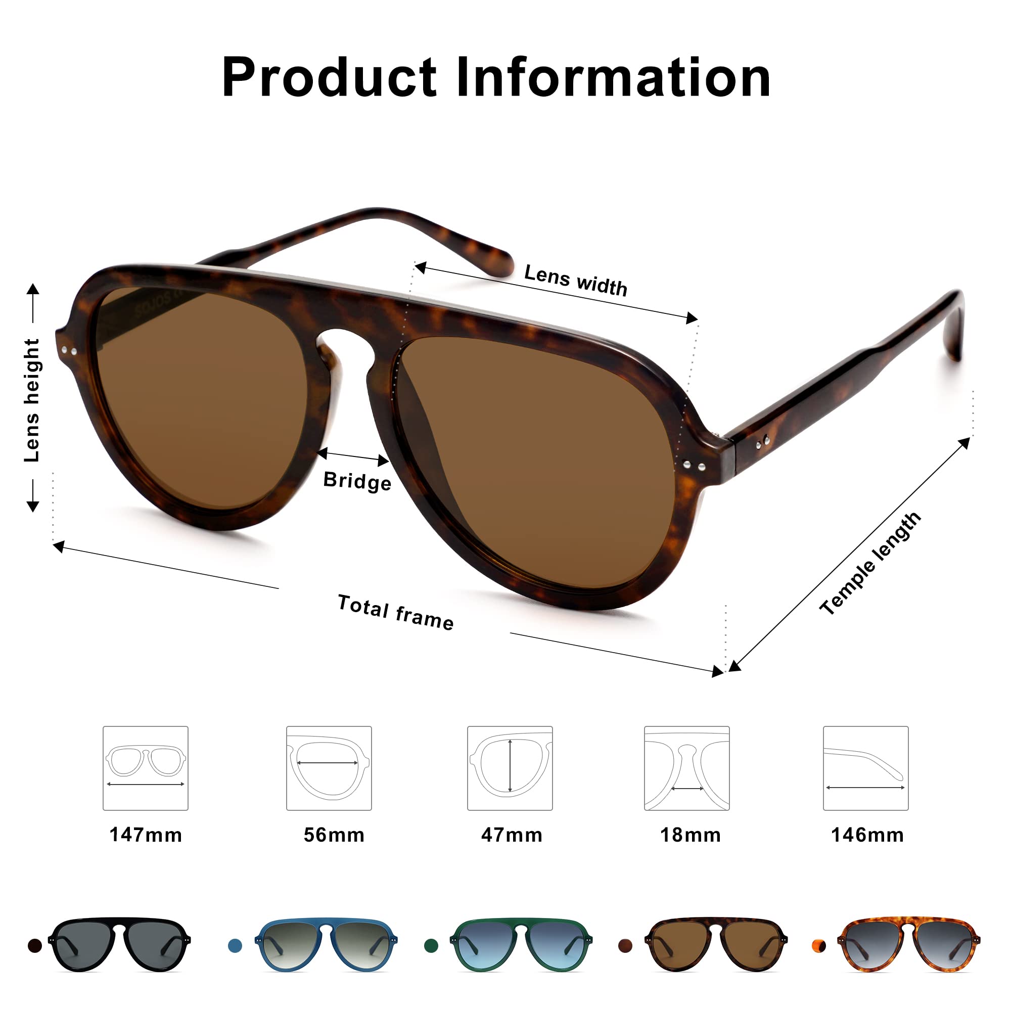 SOJOS Retro Aviator Sunglasses Womens Mens Vintage Plastic Frame Shades Lentes De Sol Para Mujer SJ2255