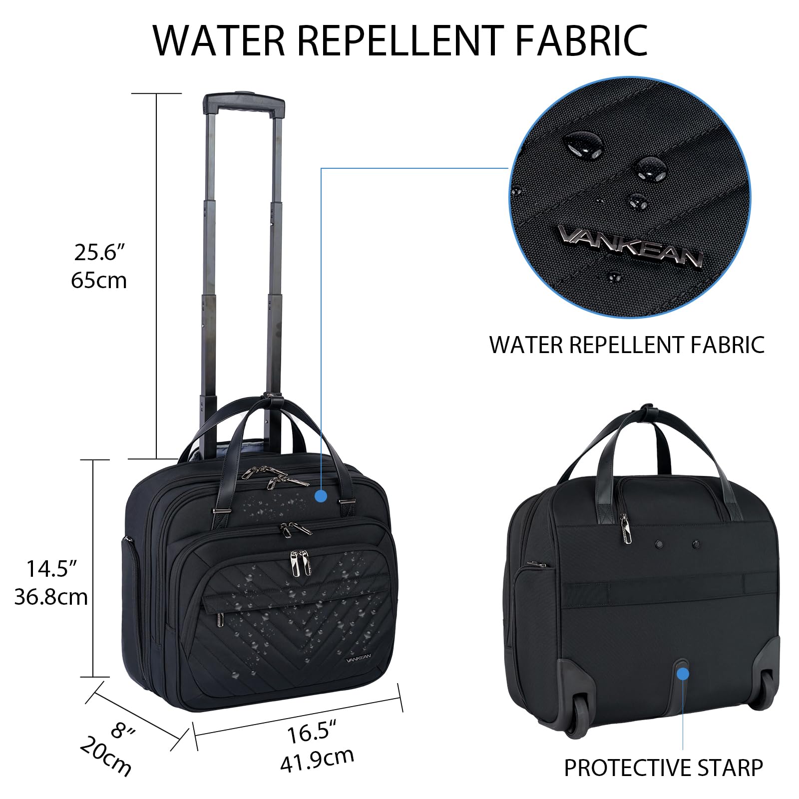 VANKEAN Rolling Laptop Bag Women with Wheels, Fits Up to 15.6 Inch Rolling Briefcase Water Repellent Rolling Computer Bag (Floral)