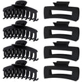 laxizar 8 Pack Claw Clips Rectangular Hair Clips for Women Girls Large Bandana Clips Strong Hold Hair Jaw Clips (Black)