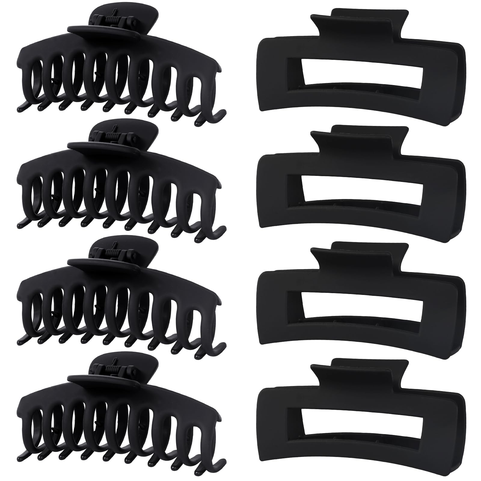 laxizar 8 Pack Claw Clips Rectangular Hair Clips for Women Girls Large Bandana Clips Strong Hold Hair Jaw Clips (Black)