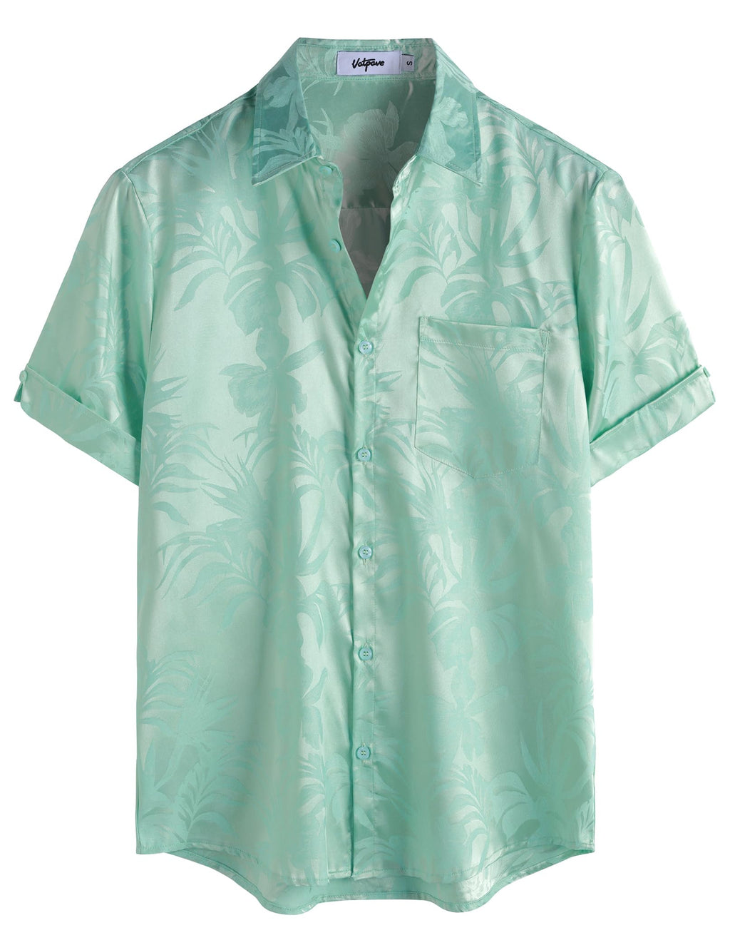 VATPAVE Mens Summer Jacquard Regular Fit Shirts Casual Button Down Short Sleeve Beach Tops with Pocket