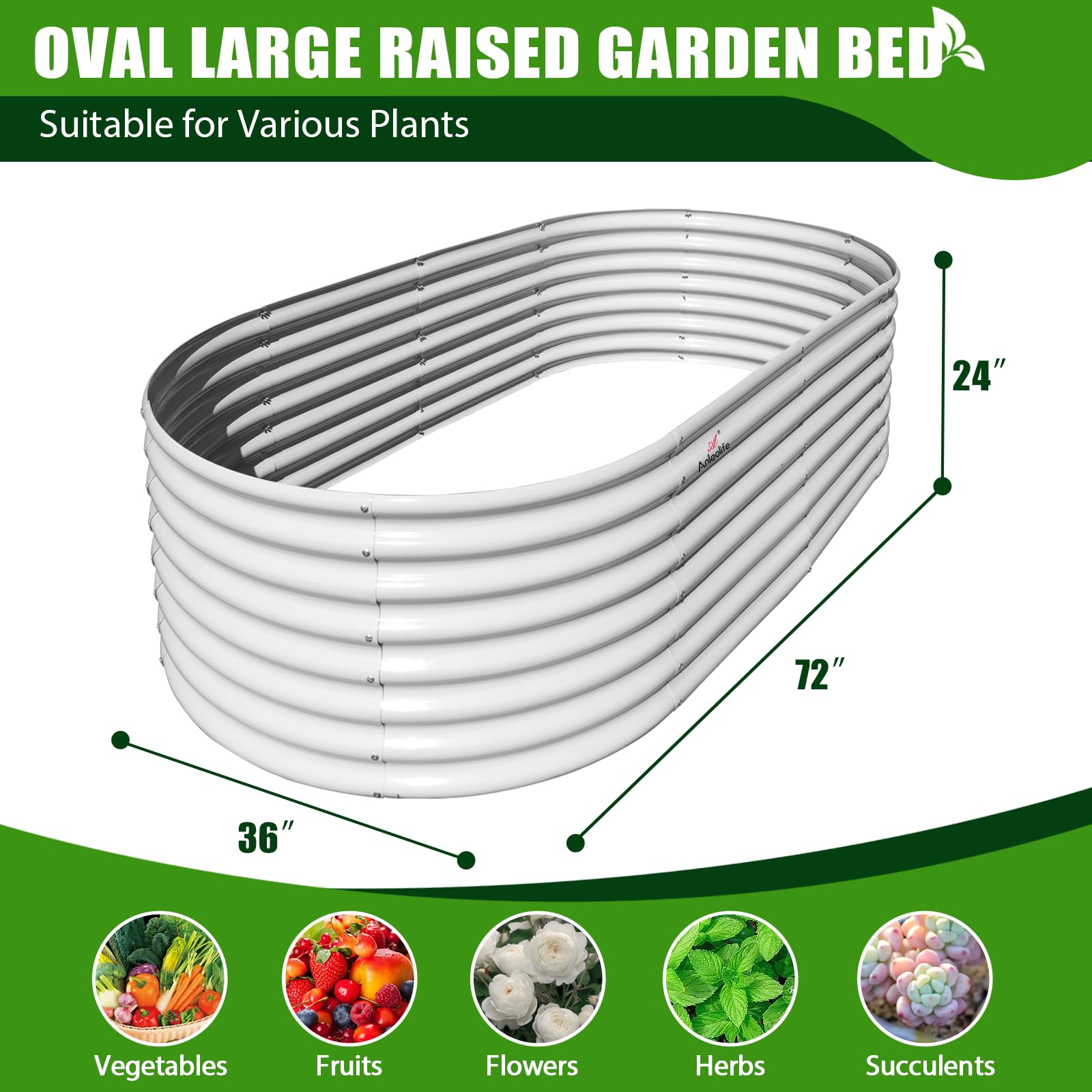 A ANLEOLIFE 2-Pack 3ft x 24” Tall Galvanized Raised Garden Beds Outdoor, Round Metal Planter Box for Planting Vegetables Flowers Herb, Anti-Rust & Easy-Setup, Quartz Grey