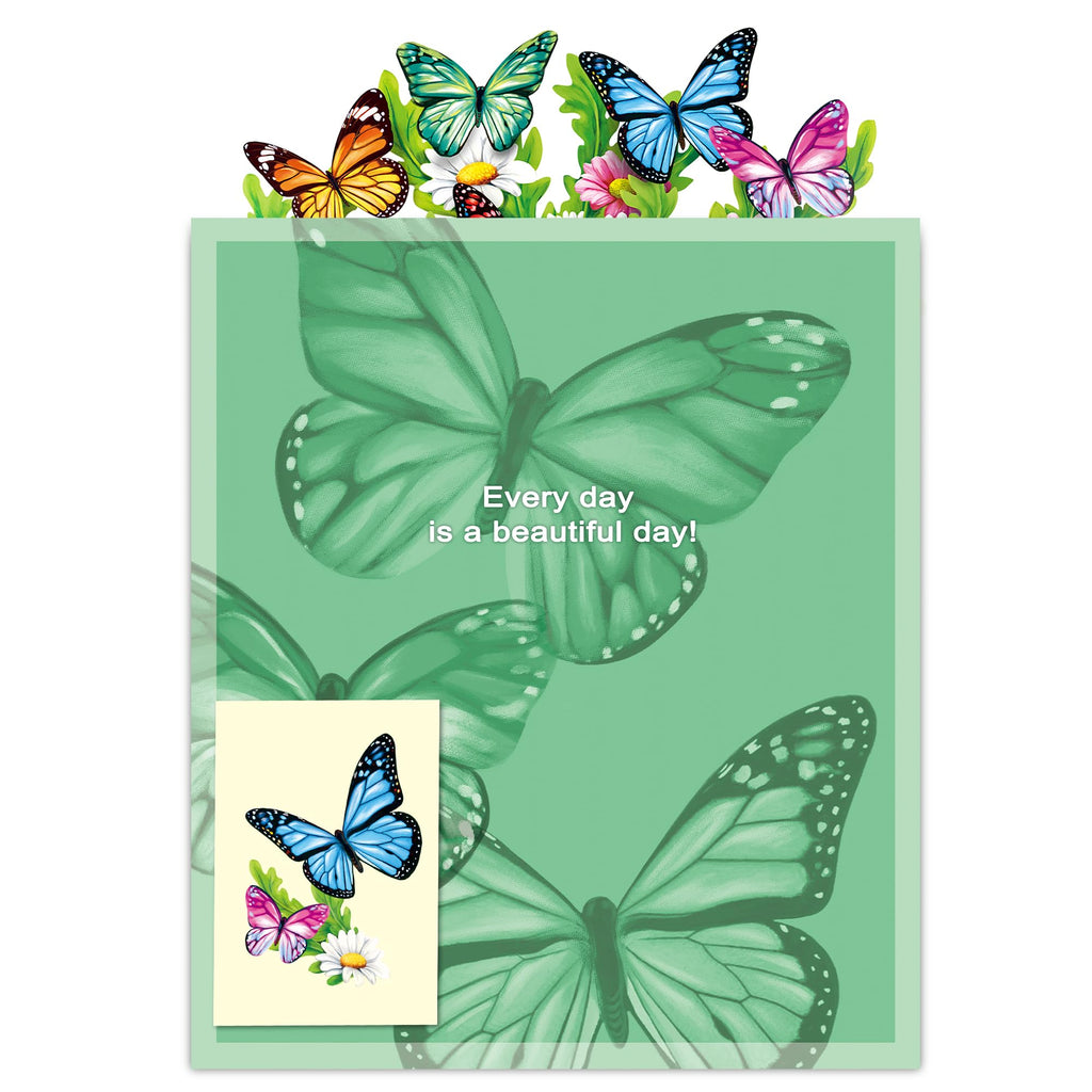 Airpark 3D Pop Up Paper Flowers Bouquet Card 12’‘ with Note & Envelope, Birthday Gifts, Get Well, Thank You, Greeting Cards for Women Mom Wife Friends, Daisies and Butterflies