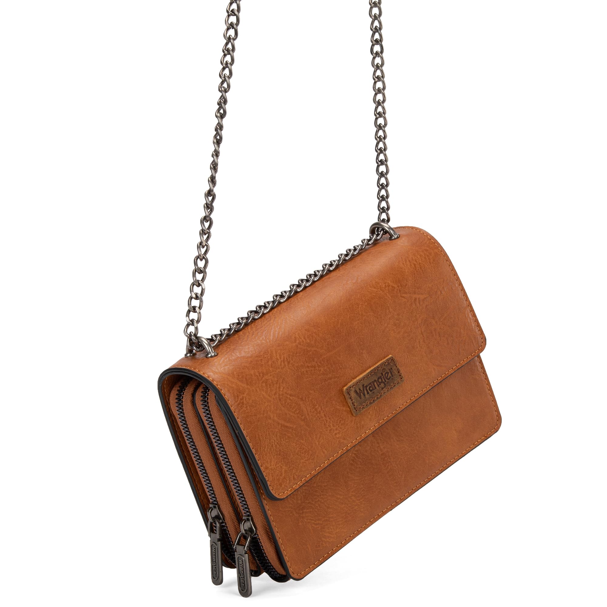 Wrangler Flap Crossbody Purse for Women Shoulder Bag Vintage Wallets with Chain Strap
