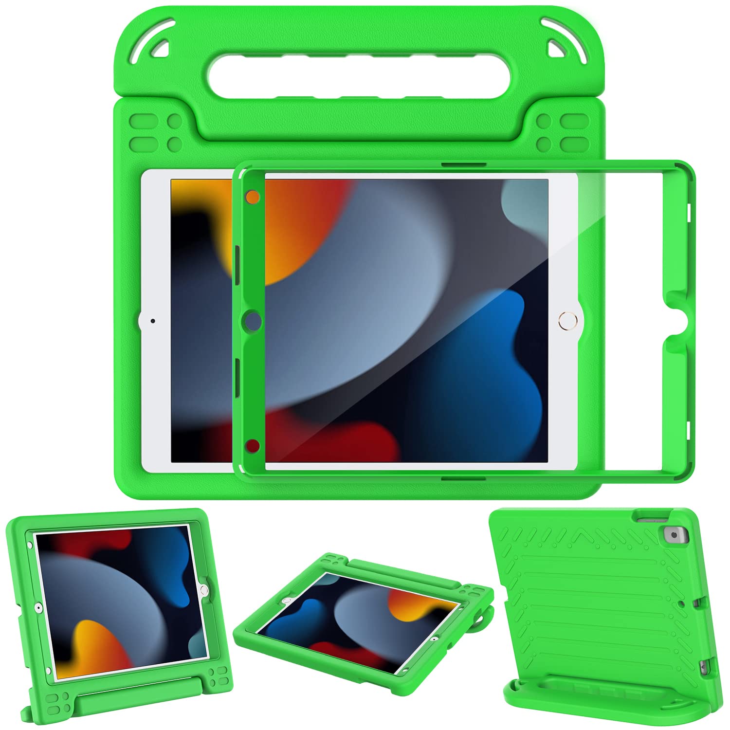AVAWO Kids Case for iPad 10.2" 9th & 8th & 7th Generation, iPad 10.2 2021/2020/2019 Case with Built-in Screen Protector, Light Weight Shock Proof Handle Stand Friendly Cover for iPad 10.2" - Black