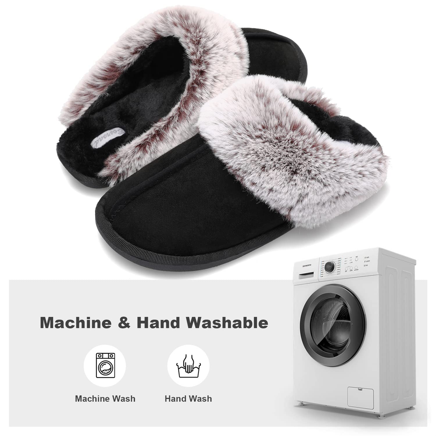 Besroad Winter Fuzzy House Slippers Sandals Plush Faux Fur Fluffy Flats Slippers Warm Slide Shoes for Women
