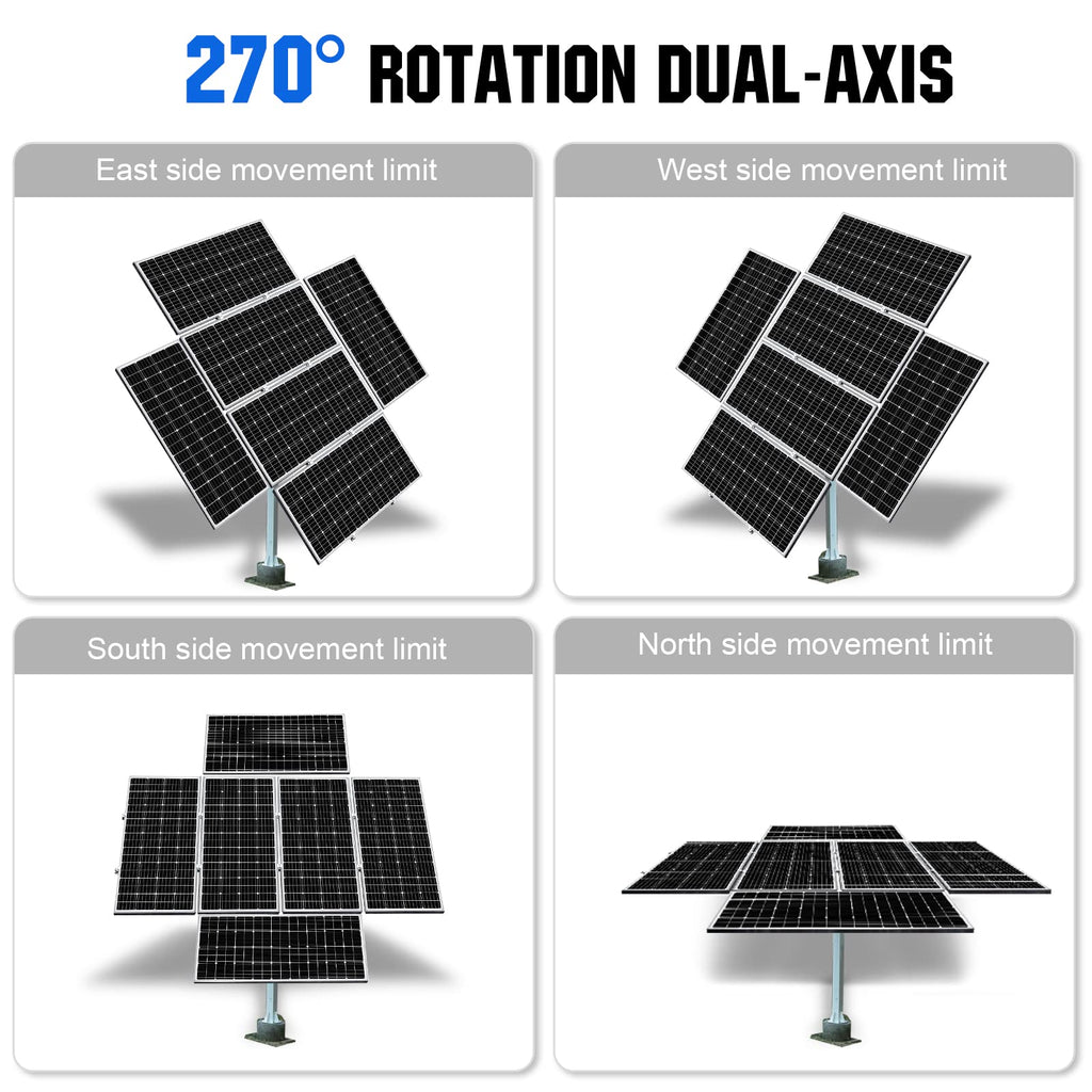 ECO-WORTHY 1200W Solar Tracker System: 6pcs 195W Monocrystalline Solar Panels, Dual-Axis Solar Tracking Kit with Tracker Controller for Shed Farm Yard Hut Field and Any Off-Grid