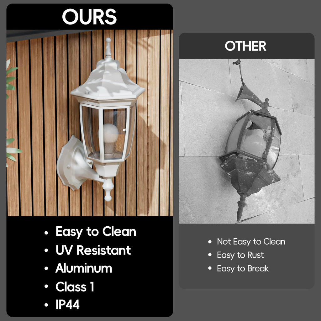 EMART Dusk to Dawn Plastic Outdoor Wall Light Fixtures with Bulbs, Waterproof and Anti-Corrosion Porch Sconces, Exterior Lanterns Wall Mount Lamp for Outside, Garage, Front Door, Patio, 1 Pack, Black